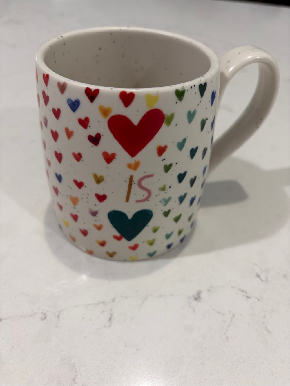 Anthropologie Love is Love Rainbow Hearts Ceramic Mug